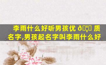李雨什么好听男孩优 🦁 质名字,男孩起名字叫李雨什么好